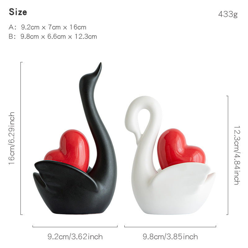 Elegante und romantische Schwäne Dekorationsfigur Brehn