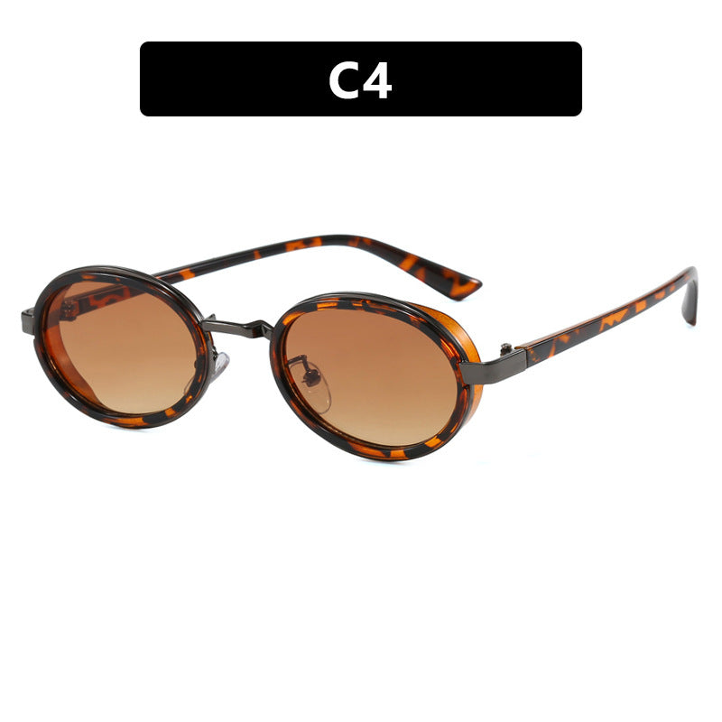 Damen runde Sonnenbrille mit leichten Gläsern und goldenen Akzenten Brehn