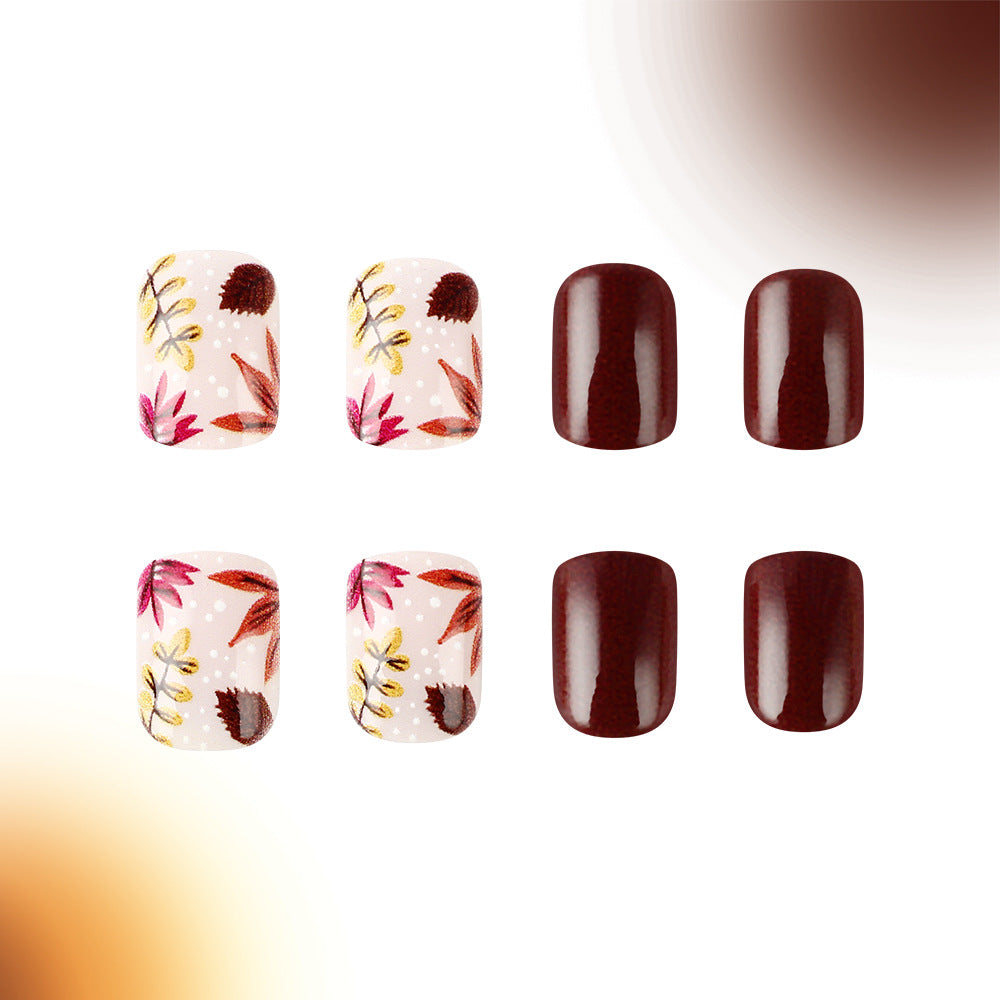 Herbst-inspirierte Press-On Nagelkunst Brehn