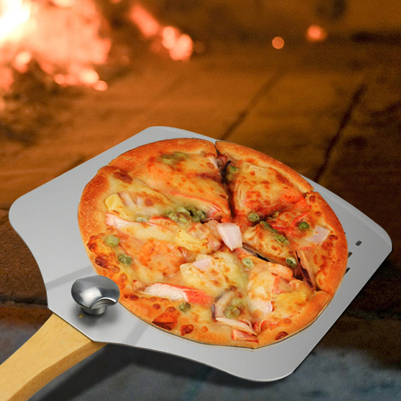 Perforierte Edelstahl-Pizza-Schaufel mit ergonomischem Holzgriff Brehn