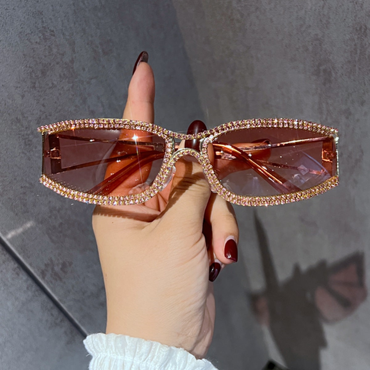 Damen Glamouröse Vintage-Sonnenbrille mit Strassbesatz Brehn