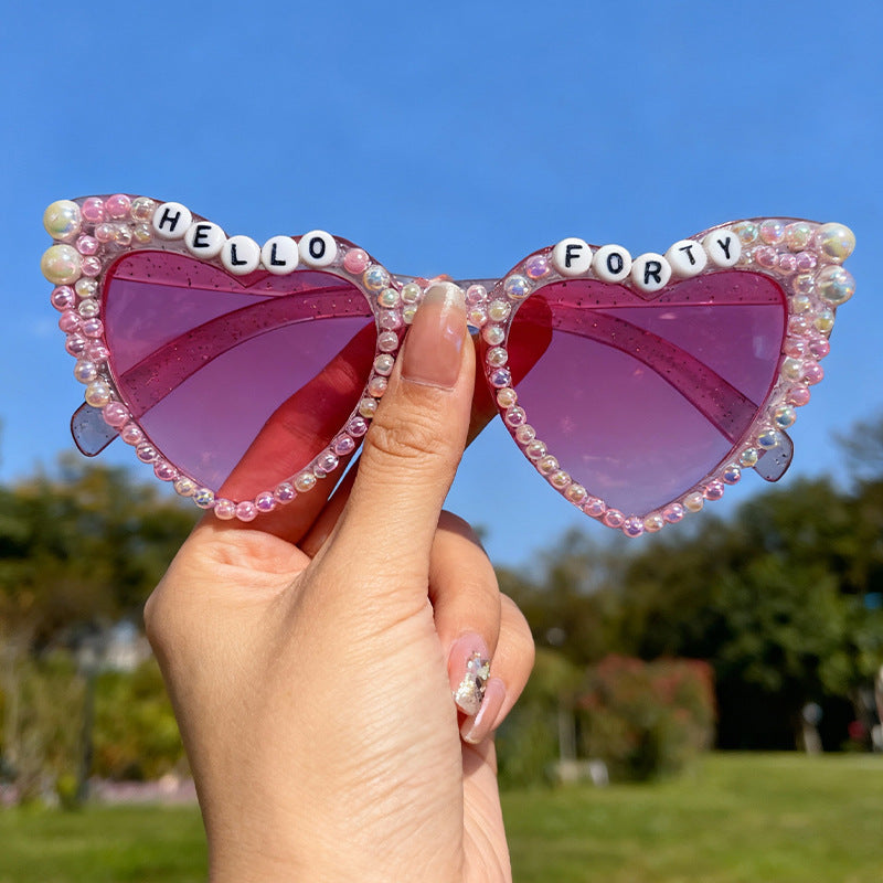 Perlenverzierte Cat-Eye-Sonnenbrille Brehn
