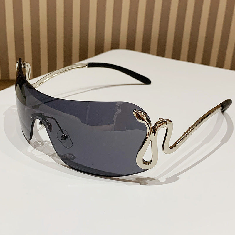 Damen modische Oversized-Sonnenbrille mit innovativem Metallrahmen und einzigartigem Design Brehn