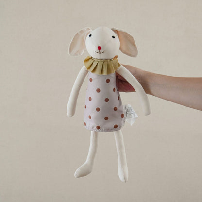 Handgemachte Leinen Langbein Hase Stofftier mit gesticktem Overall