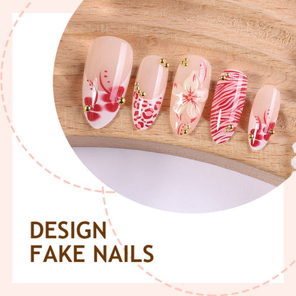 Kunstnagel Set mit floralen Designs und Glitzerelementen Brehn