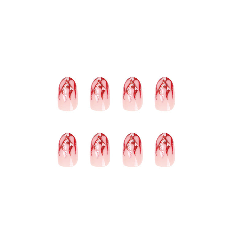 Künstliche Nagelkunst mit romantischem Herz- und Flammen-Design Brehn