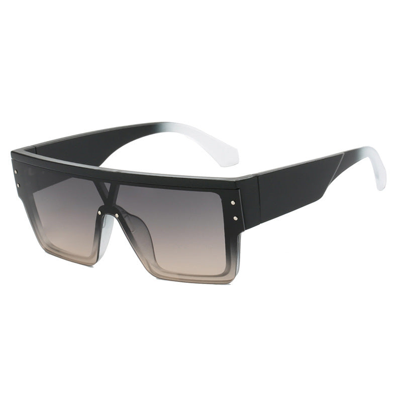 Damen futuristische Oversized-Sonnenbrille mit klaren Gläsern Brehn