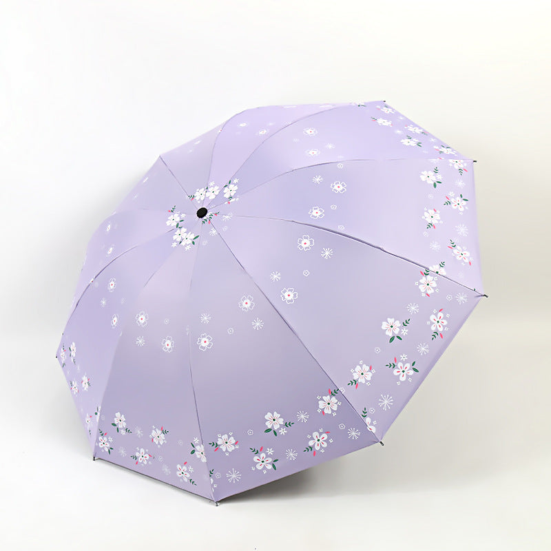Damen Stilvoller Falt-Regenschirm mit floralen Motiven Brehn