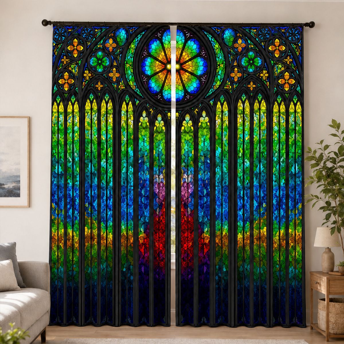 Glasmalerei Inspirierte Dekorative Fenster Vorhänge