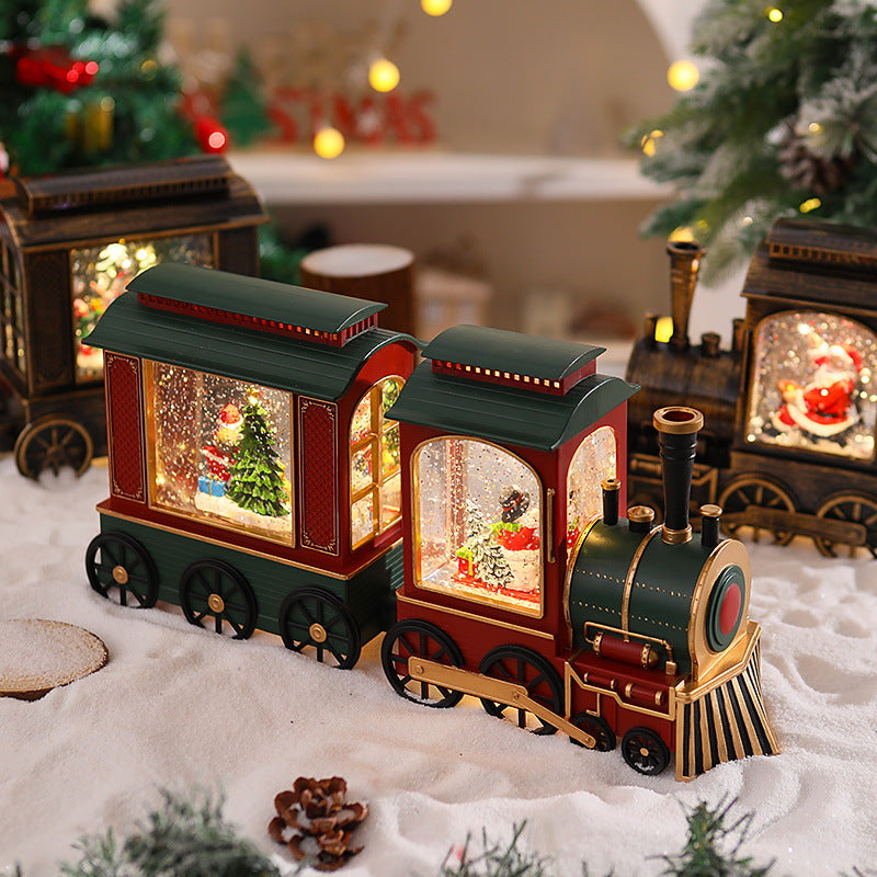 Nostalgische Weihnachtszug-Laterne mit beweglichem Weihnachtsmann Brehn