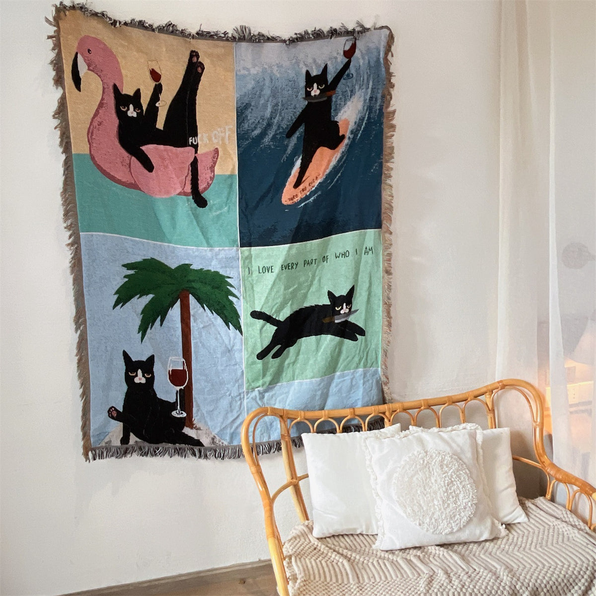 Künstlerische katzenmotivierte Wurfdecke