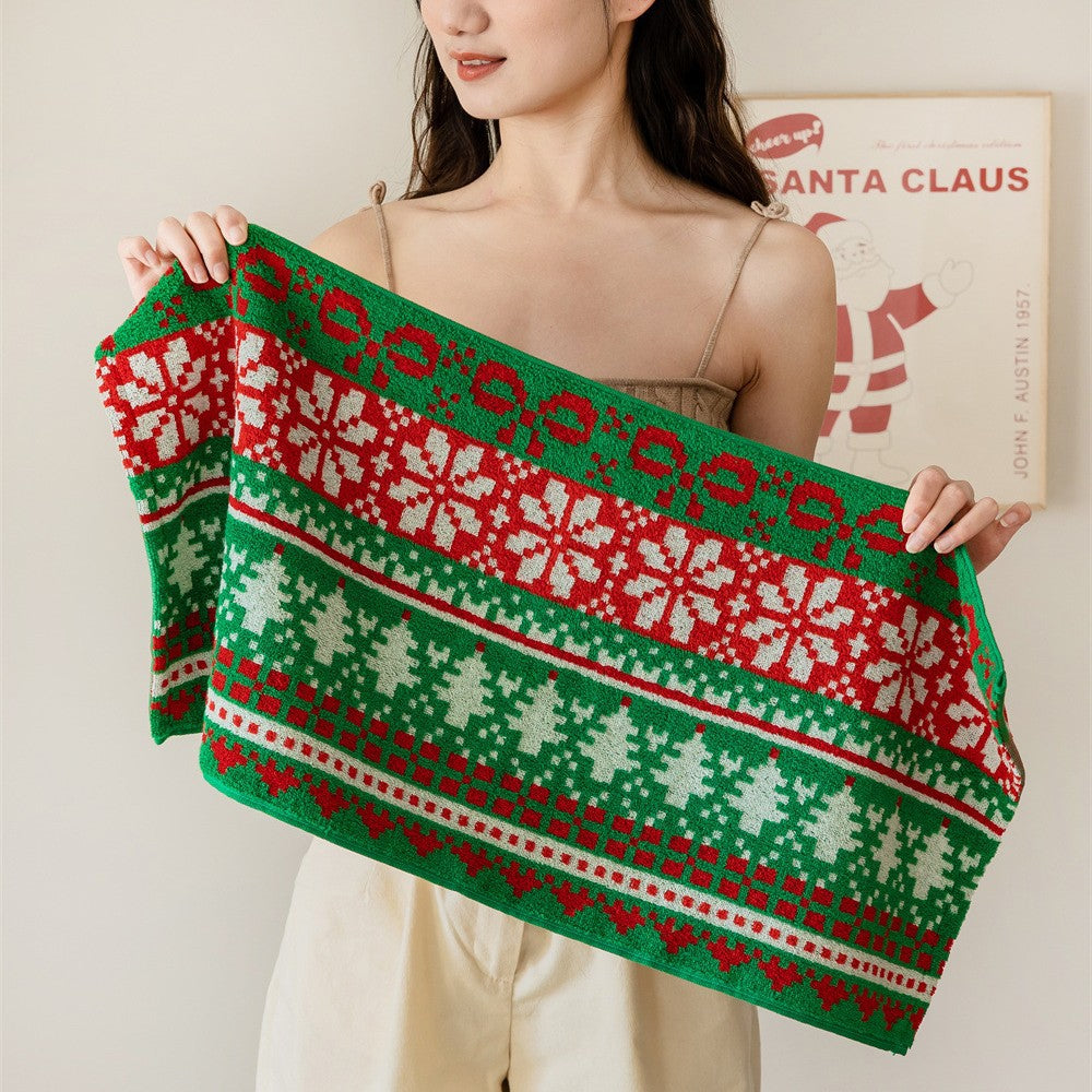 Strick-Schultertuch mit nordischem Weihnachts-Jacquard