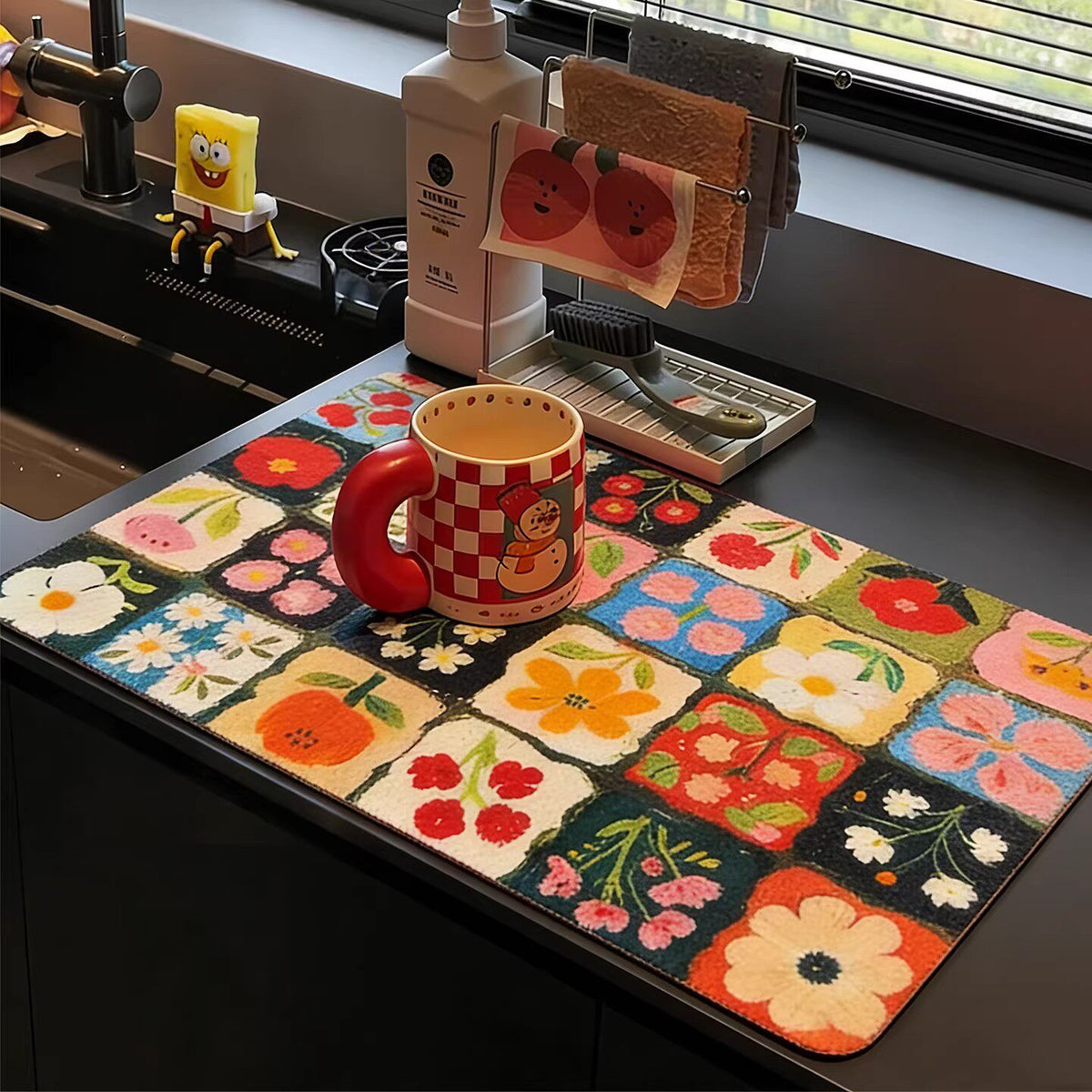 Bunte florale Küchentischmatte