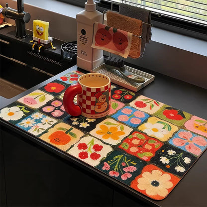 Bunte florale Küchentischmatte