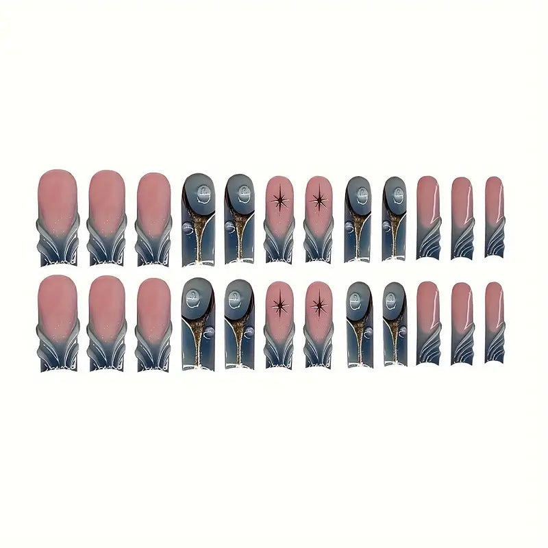 Künstlerisches abstraktes Press-On-Nageldesign Brehn