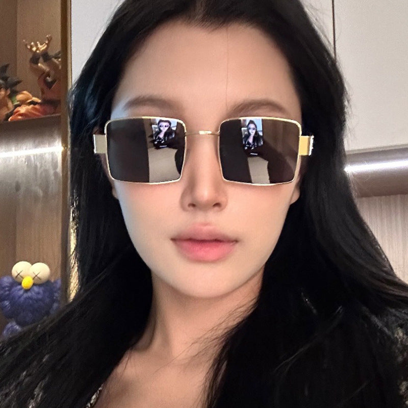 Damen modische rechteckige Sonnenbrille mit hochwertigem Metallrahmen und polarisierenden Gläsern Brehn