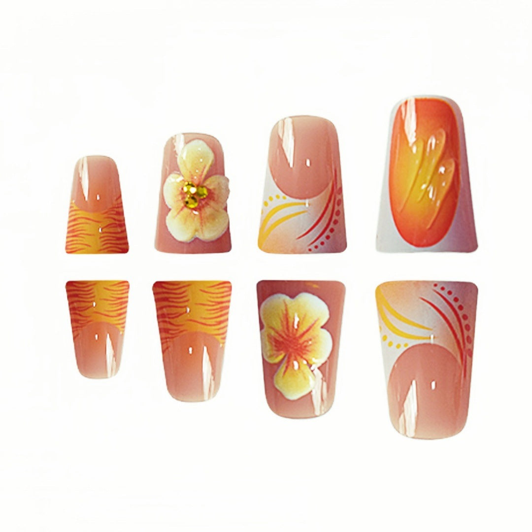 Dekorative florale Press-On Nagelset Brehn
