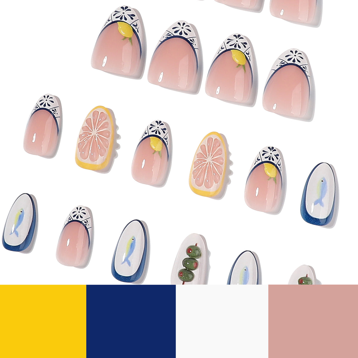Kunstvolle Nagelkunst mit maritimen Mustern und frischen Motiven Brehn