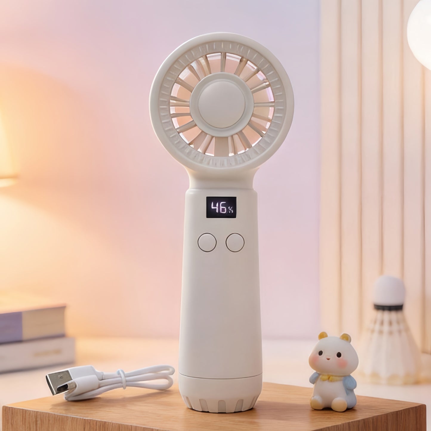 Damen Tragbarer Mini-Ultraquiet-Handventilator mit LCD-Anzeige Brehn