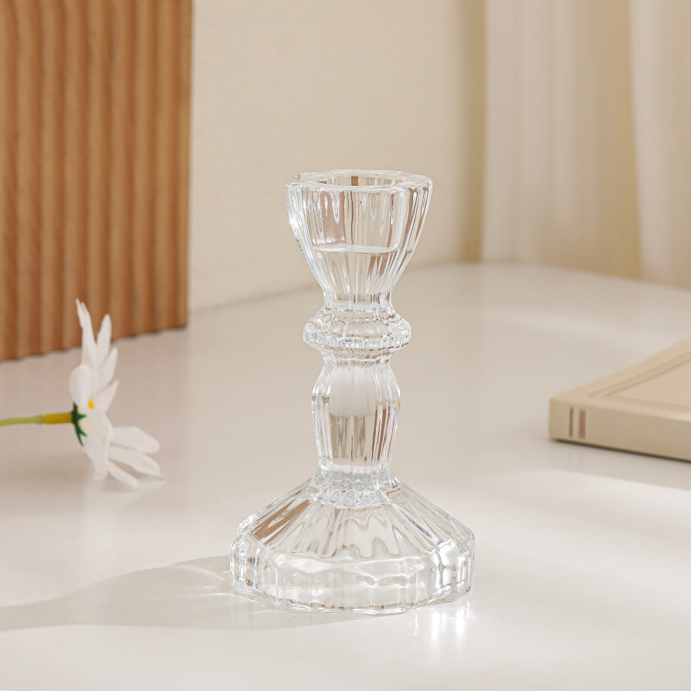 Kristallschnitt-Glas-Teelichthalter mit geripptem Fuß Brehn