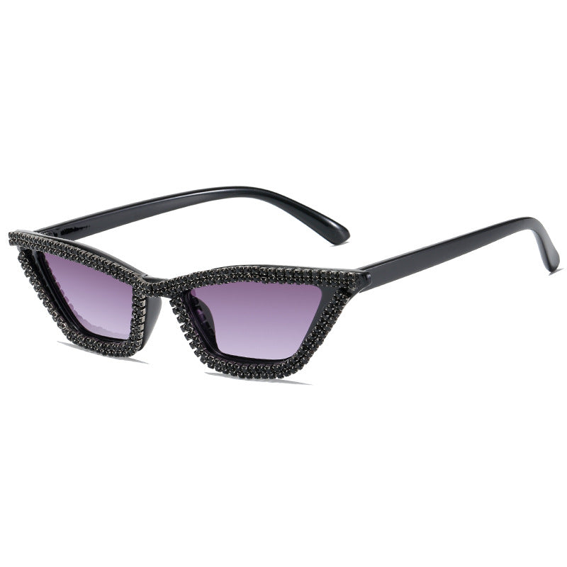 Damen extravagante Cat-Eye Sonnenbrille mit funkelndem Kristallrahmen Brehn