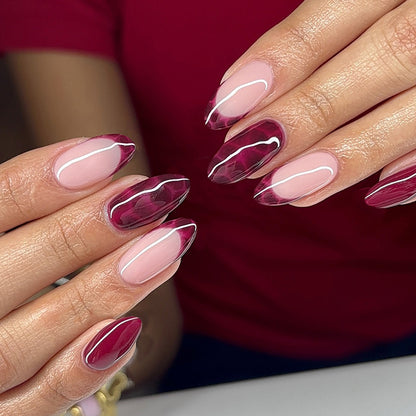 Stylisches Press-On-Nagelset mit geometrischen und gradienten Designs Brehn