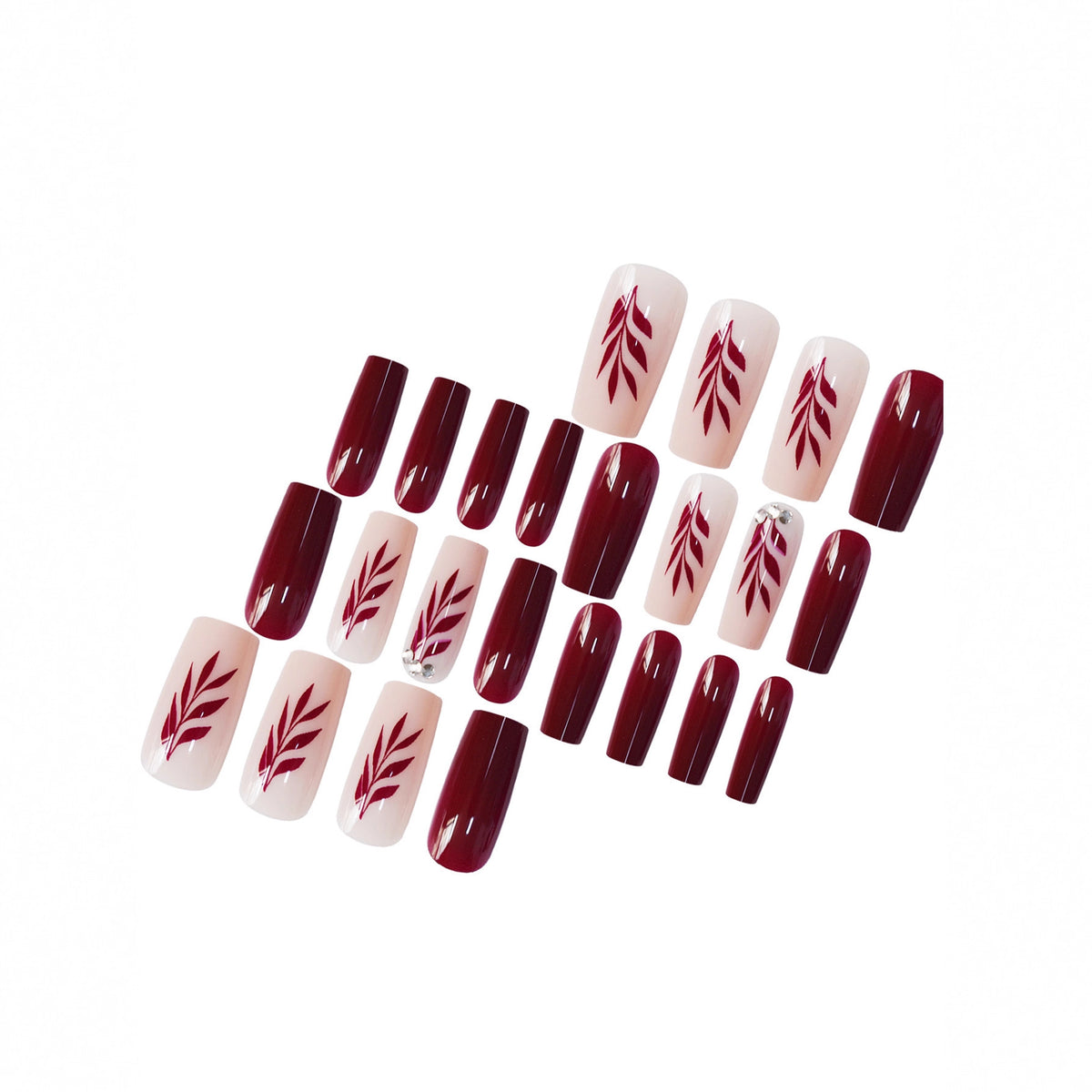 Elegante Blatt-Design Acryl-Nagelkunst Brehn