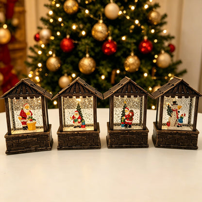 Weihnachtslaterne mit Schneekugel und LED-Beleuchtung Brehn