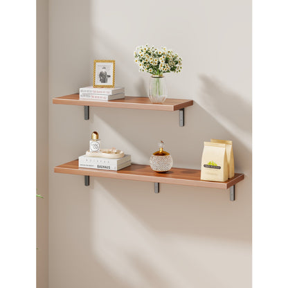 Langes schmales schwebendes Wandregal-Set mit verdeckten Schwerlastwinkeln