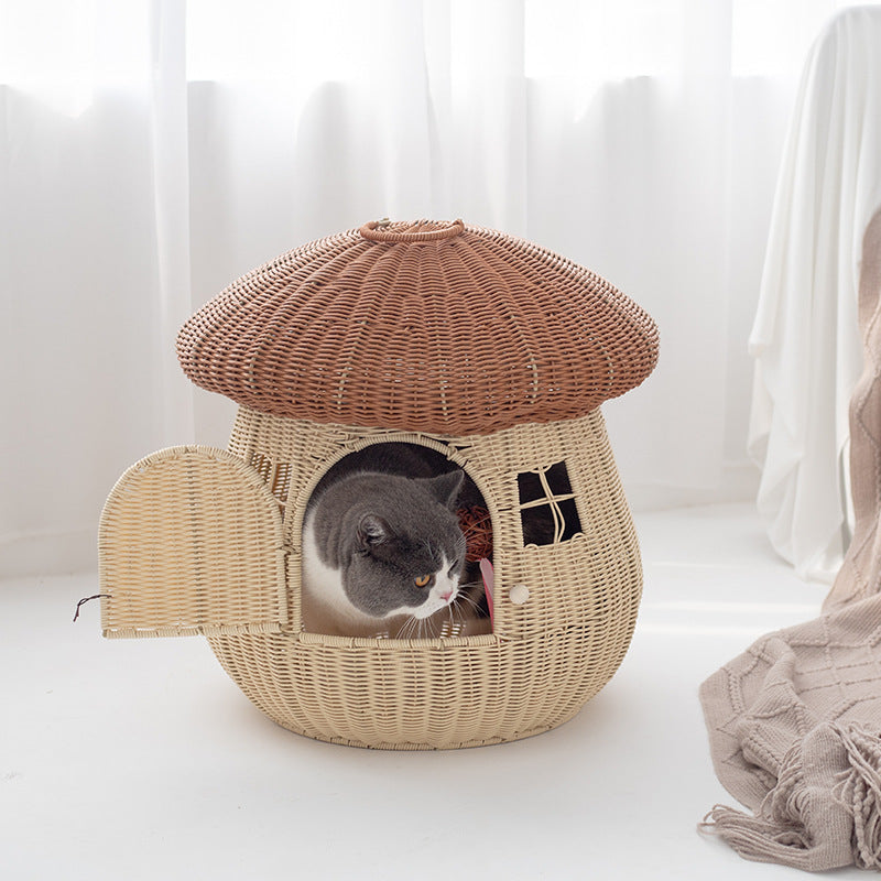Verspielter Katzenkorb im Pilzdesign Brehn