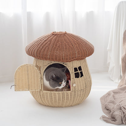 Verspielter Katzenkorb im Pilzdesign Brehn