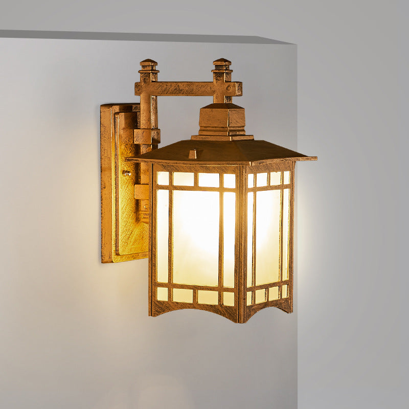 Moderne, wasserdichte Solar-Wandleuchte aus Aluminium in Form eines chinesischen Pavillons mit einem Licht