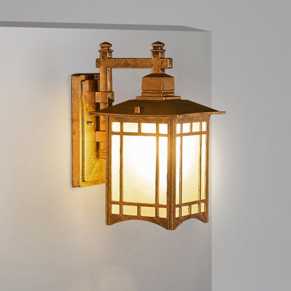 Moderne, wasserdichte Solar-Wandleuchte aus Aluminium in Form eines chinesischen Pavillons mit einem Licht