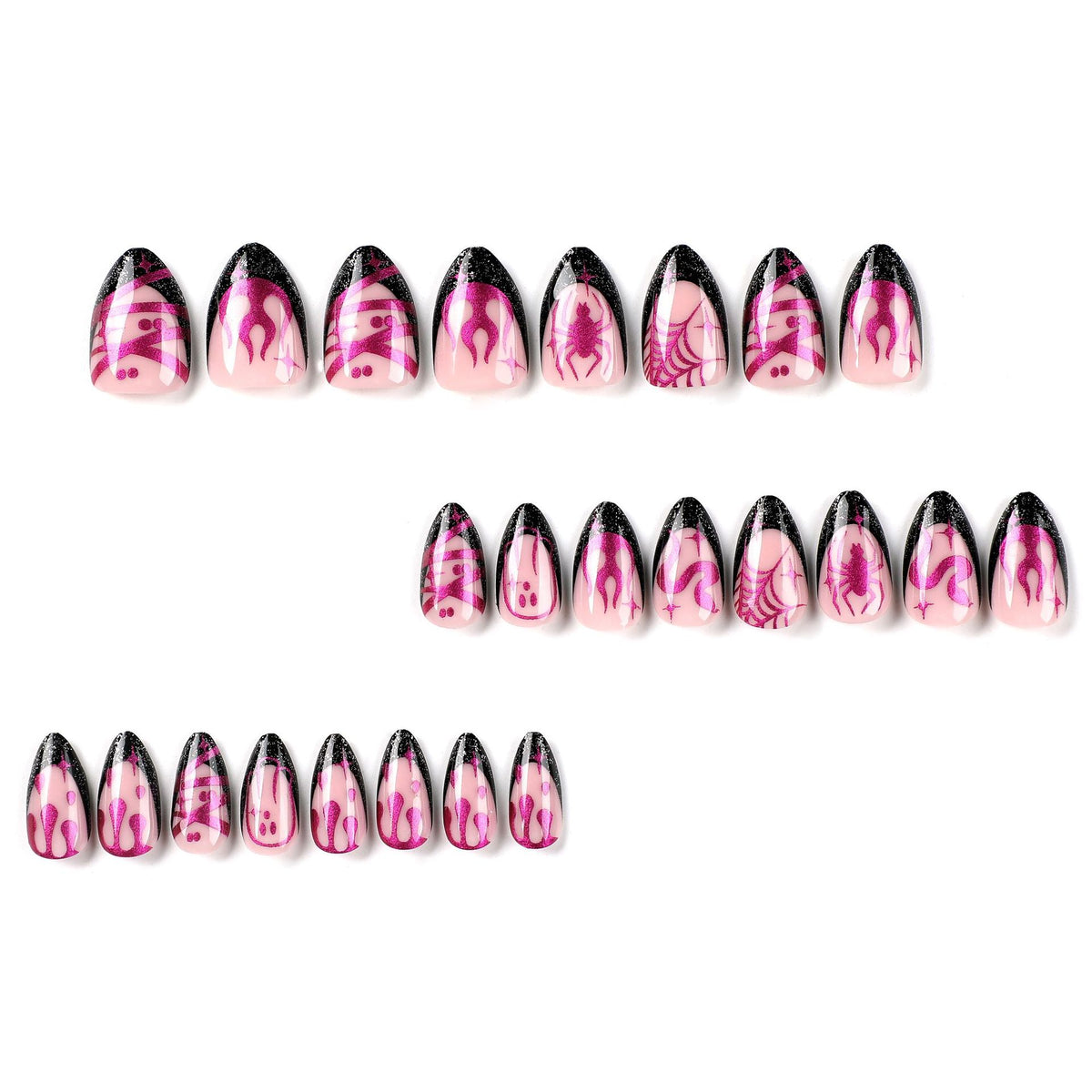 Kunstvolle Halloween-Nagelkunst mit glitzerndem Abschluss Brehn