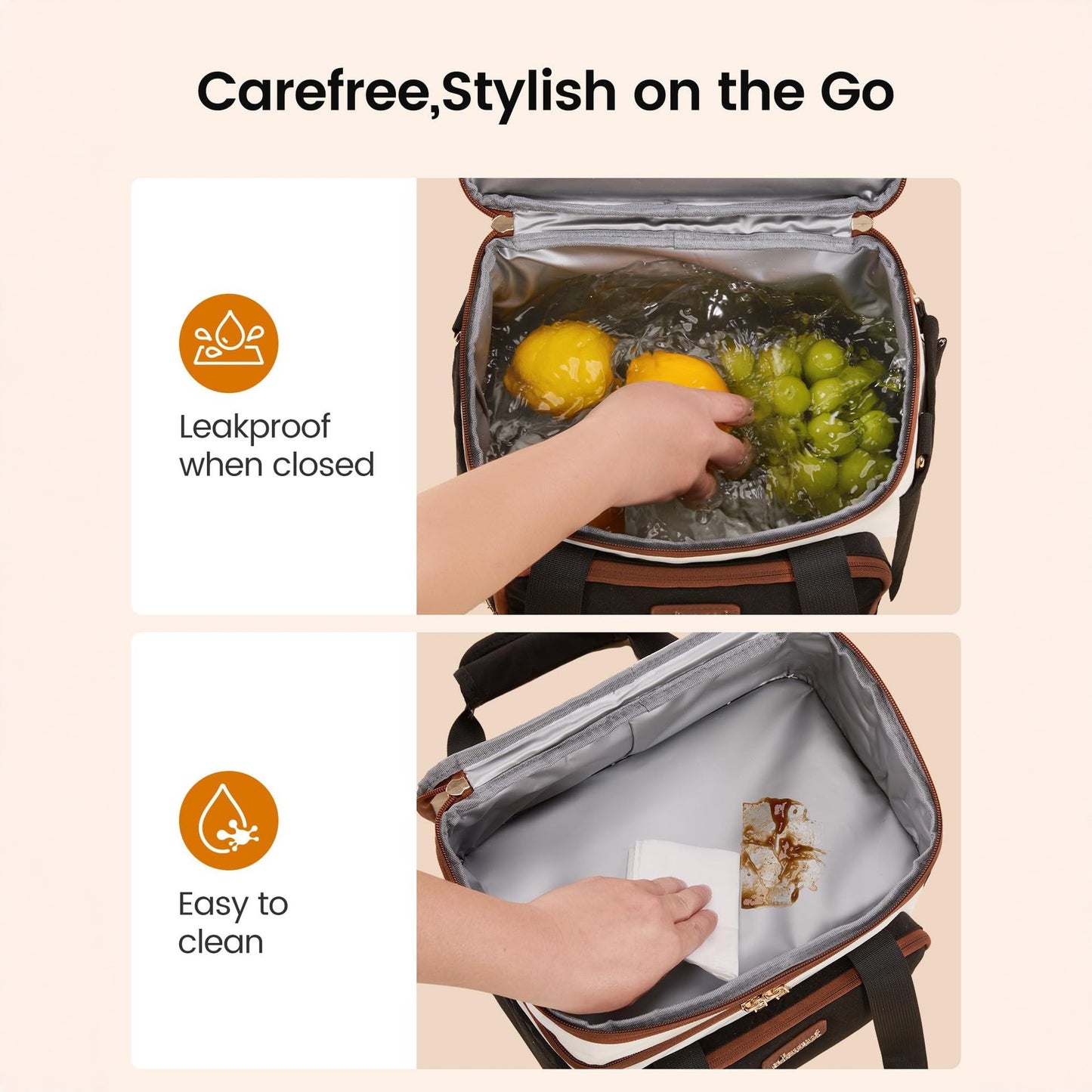 Isolierte Picknicktasche mit Mehreren Fächern und Eleganten Details Brehn