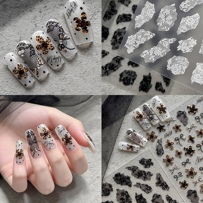 Zartes Spitze Nagelkunst Aufkleber Set
