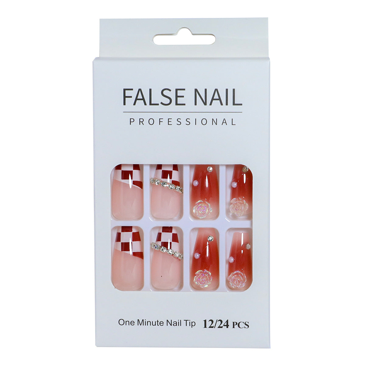 Dekorativer Press-On-Nagelset mit 3D-Akzenten Brehn