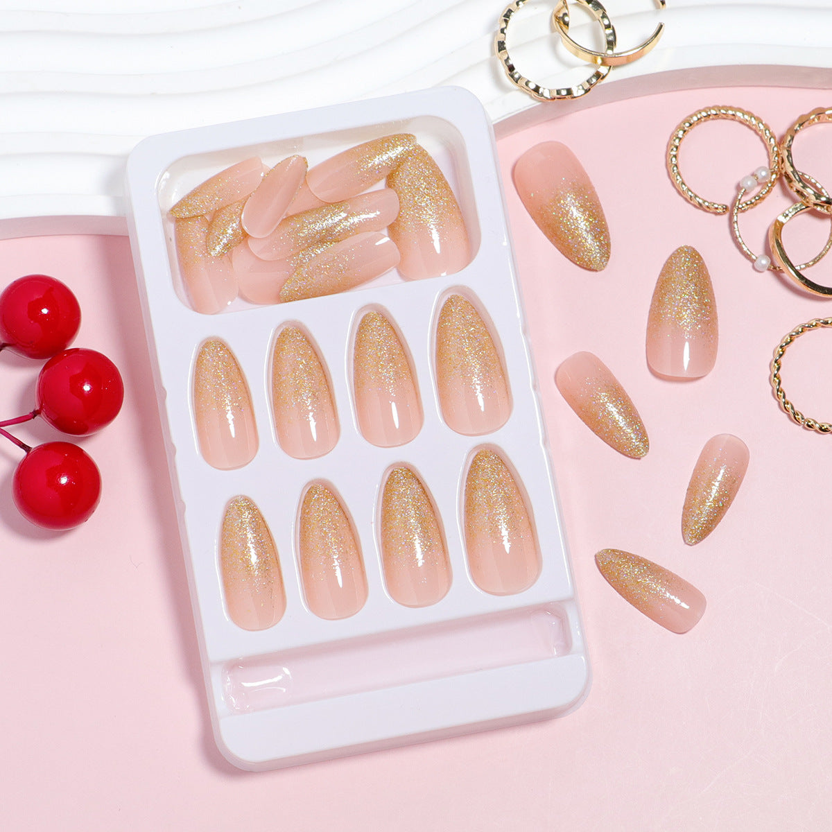 Glitzernde Press-On-Nägel Set Brehn