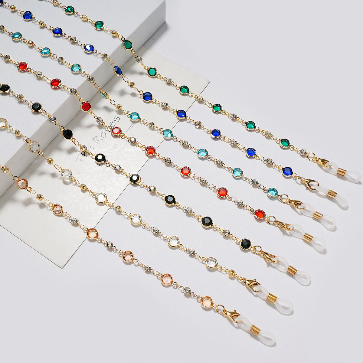 Elegante Strass- und Edelsteinkette für Brillen Brehn