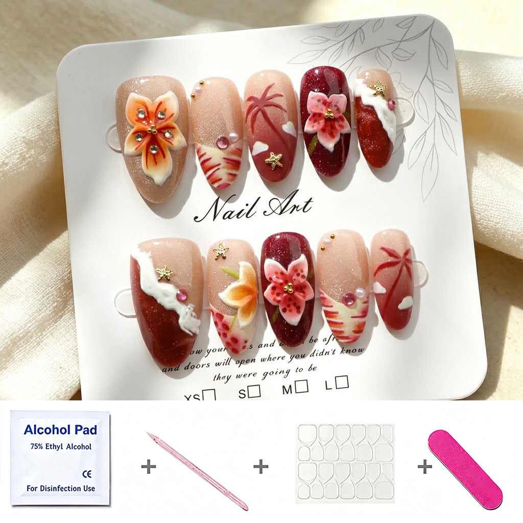 Blumeninspiriertes kreatives Press-On-Nagelkunst-Set