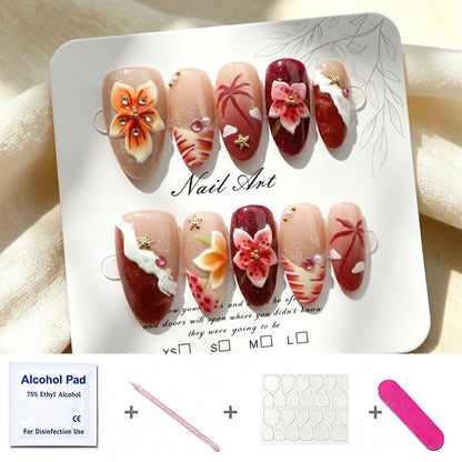 Blumeninspiriertes kreatives Press-On-Nagelkunst-Set