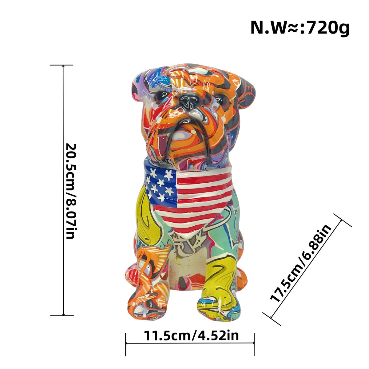 Bunte Dekofigur eines Hundes im modernen Design Brehn