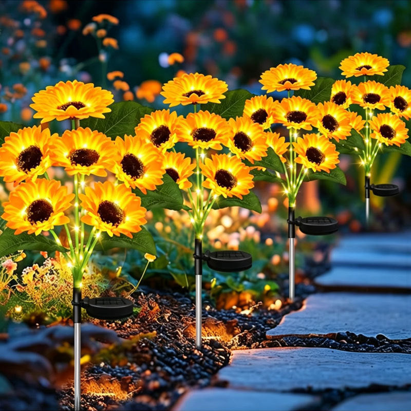 Solarbetriebene LED-Sonnenblumen-Gartenstehlampe mit wasserdichtem Panel und verstellbarem Stiel Brehn