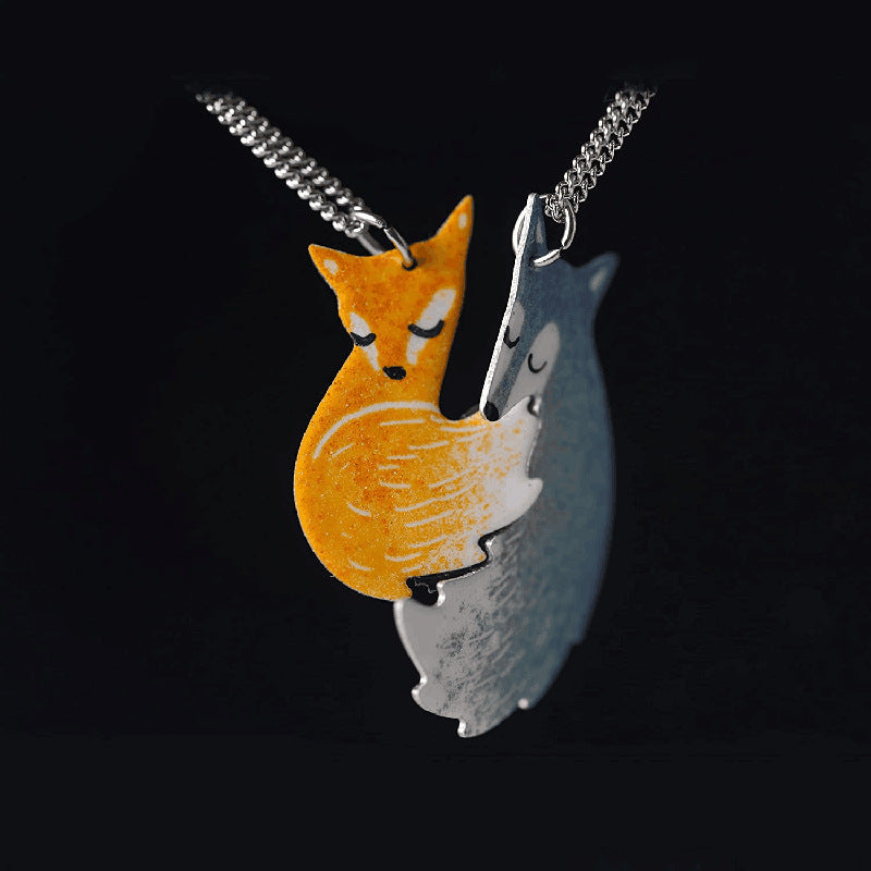 Interlocking Fox Anhänger Halskette Brehn