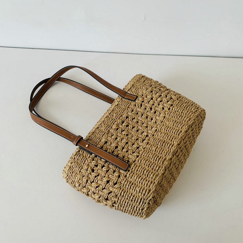 Handgefertigte Strandtasche mit Hochwertigen Ledergriffen Brehn