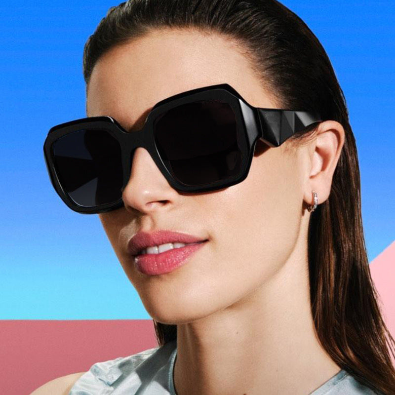 Damen Modische quadratische Sonnenbrille mit polygonalem Rahmen Brehn