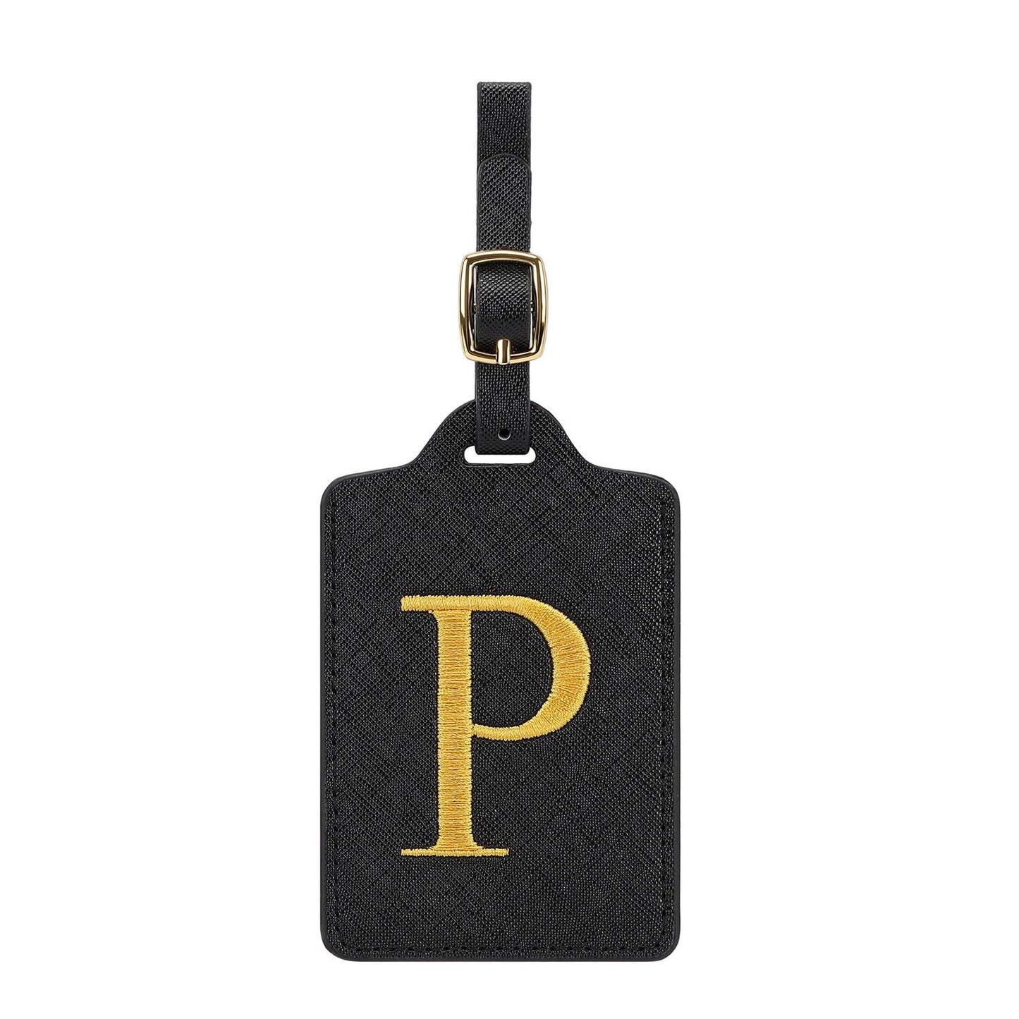 gesticktes Initialen-Monogramm-Leder-Gepäckanhänger mit verstellbarem Schnallenriemen Brehn
