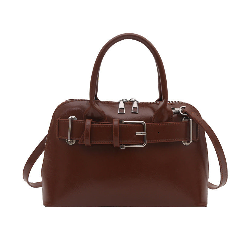 Strukturierte Doppelgriff-Handtasche Brehn
