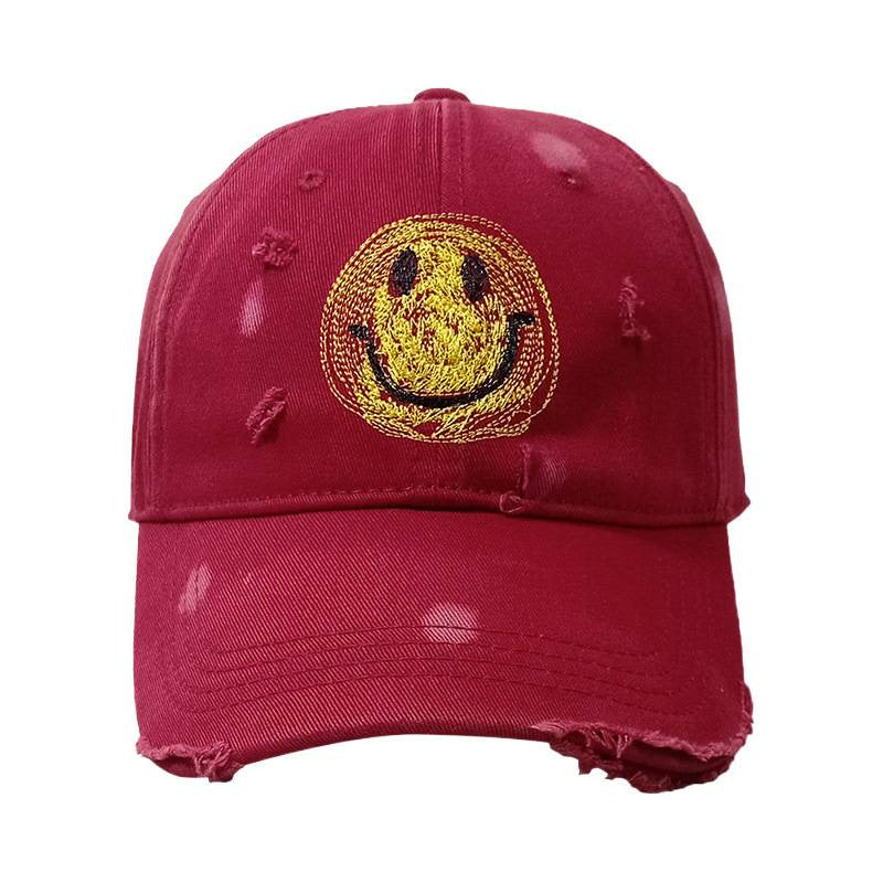 Damen Distressed Smiley Face Baseball Cap Brehn