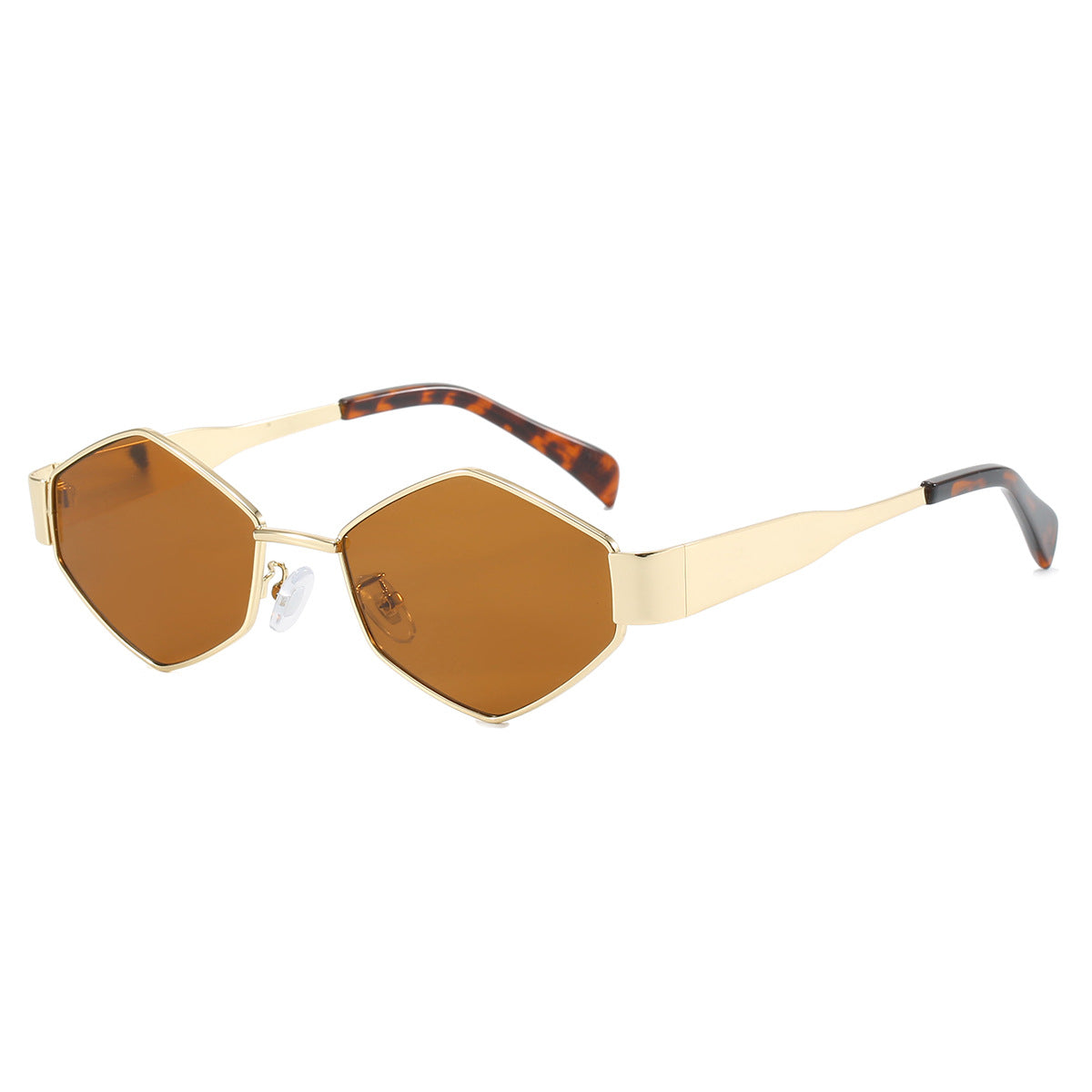 Damen moderne geometrische Sonnenbrille mit hochwertigem Metallrahmen Brehn